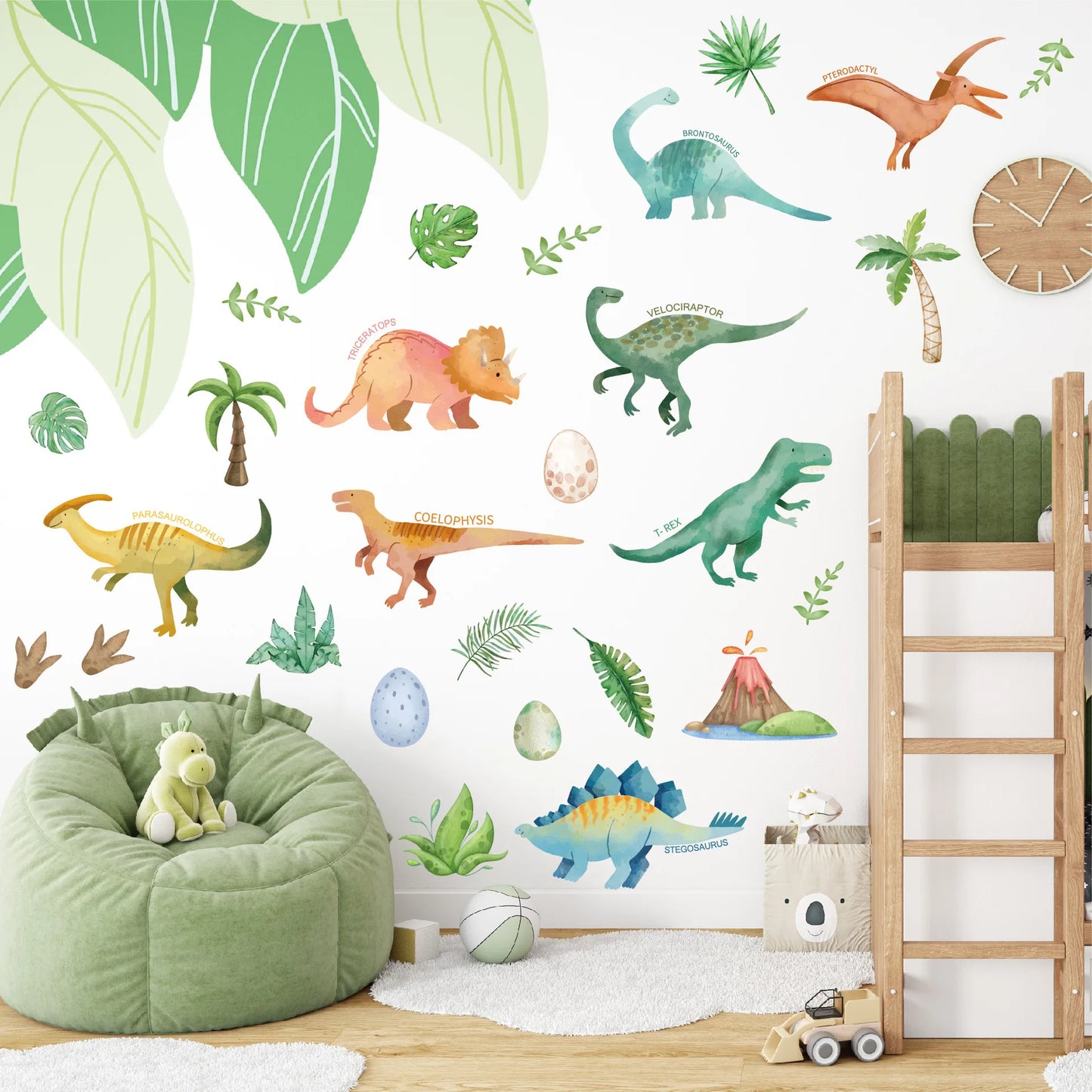 Cartoon Animal Cute Dinosaur Wall Stickers Removable for Kids Room Decoration Background Living Room Baby Nursery Wall Decals