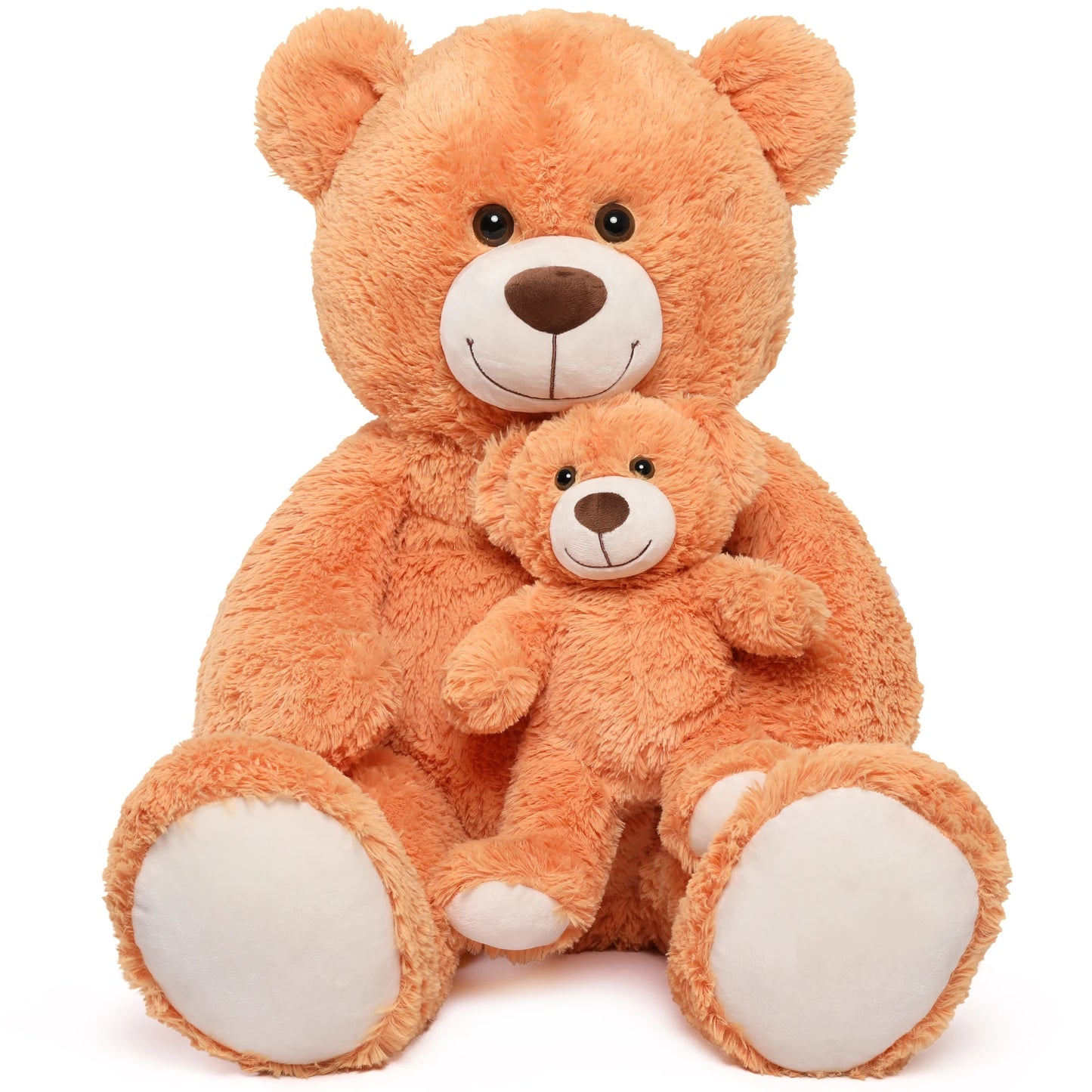 MorisMos Mom and Baby Giant Teddy Bear, 39inch Large Teddy Bears Stuffed Animal Plush for Baby Shower, Orange
