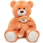 MorisMos Mom and Baby Giant Teddy Bear, 39inch Large Teddy Bears Stuffed Animal Plush for Baby Shower, Orange