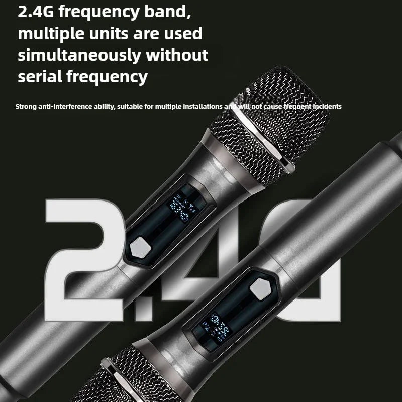108 One to Two Professional Portable Wireless 2.4g Microphone Dynamic LED Display Noise Cancelling Outdoor Stage Singing Karaoke
