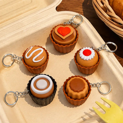 3D Printed Cappuccino Coffee Cup Keyrings Creative Clicker Button Dessert Keychains Office Stress Relief Keyboard Fidgets Gifts