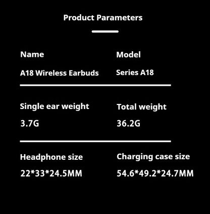 A18 AI Translator Earbuds  164 Languages BT5.4  Noise Cancellation  HD Call   Touch Control  Waterproof