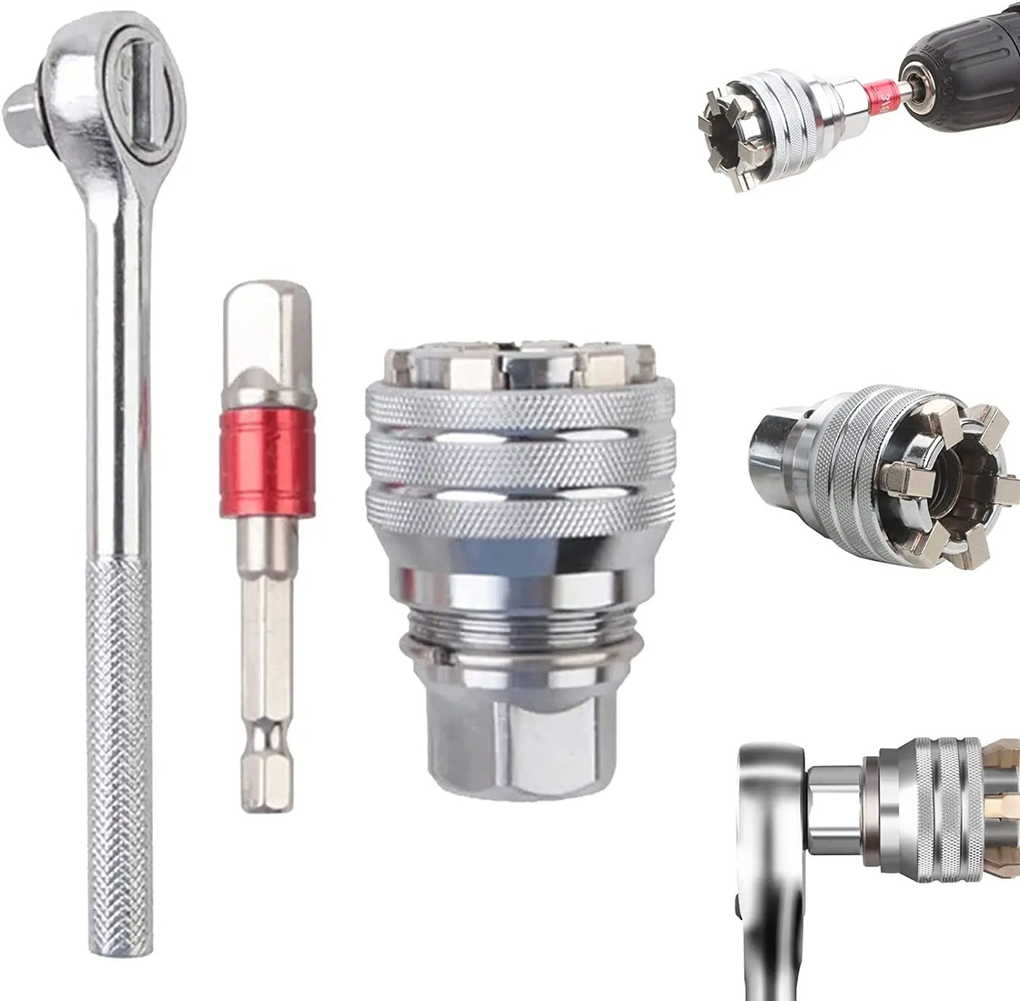Adjustable Sleeve The Drill Magic Universal Socket Set with Connecting Rod Fits Standard 3/8-3/4'' 10-19mm Drill Adapter Sockets
