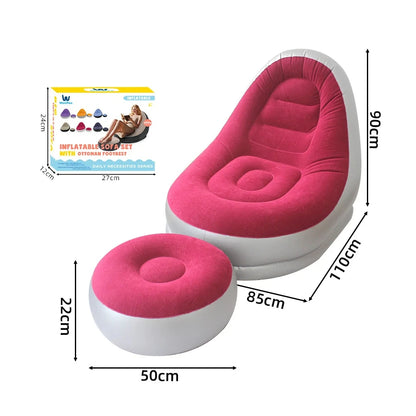 Portable Inflatable Lazy Sofa with Footstool, Hot-Selling Outdoor Camping Lounger, Waterproof Wear-Resistant Air Mattress for Na