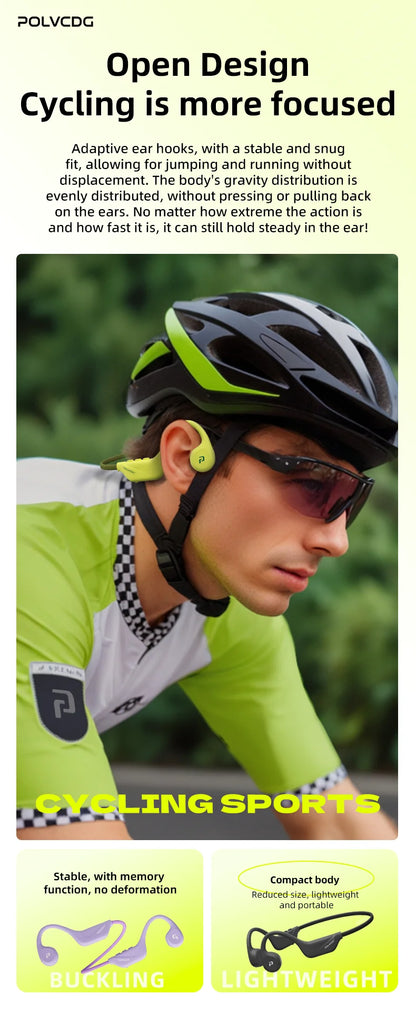 Słuchawki rowerowe z otwartym przewodnictwem kostnym POLVCDG Bluetooth 5.4 Słuchawki sportowe do biegania na świeżym powietrzu X1