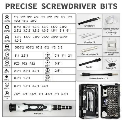 115 in 1 Multifunctional Screwdriver Set Electronic Repair Tools for Computer Phone and Household Use Insulation Screwdriver Kit