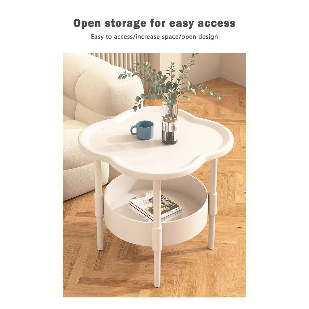 Trendy 40*40CM Side Table Plastic Samll End Table With Storage Easy to Assemble Bedside Table for Living Room