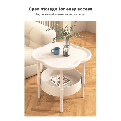 Trendy 40*40CM Side Table Plastic Samll End Table With Storage Easy to Assemble Bedside Table for Living Room