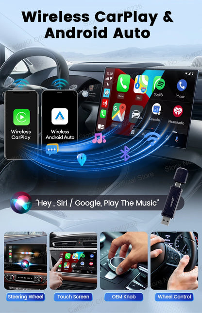 Mini 5 Pro CarlinKit 5.0 Wireless CarPlay Dongle Wireless Android Auto Adapter AI Smart Box Car Intelligent Systems For OEM Car