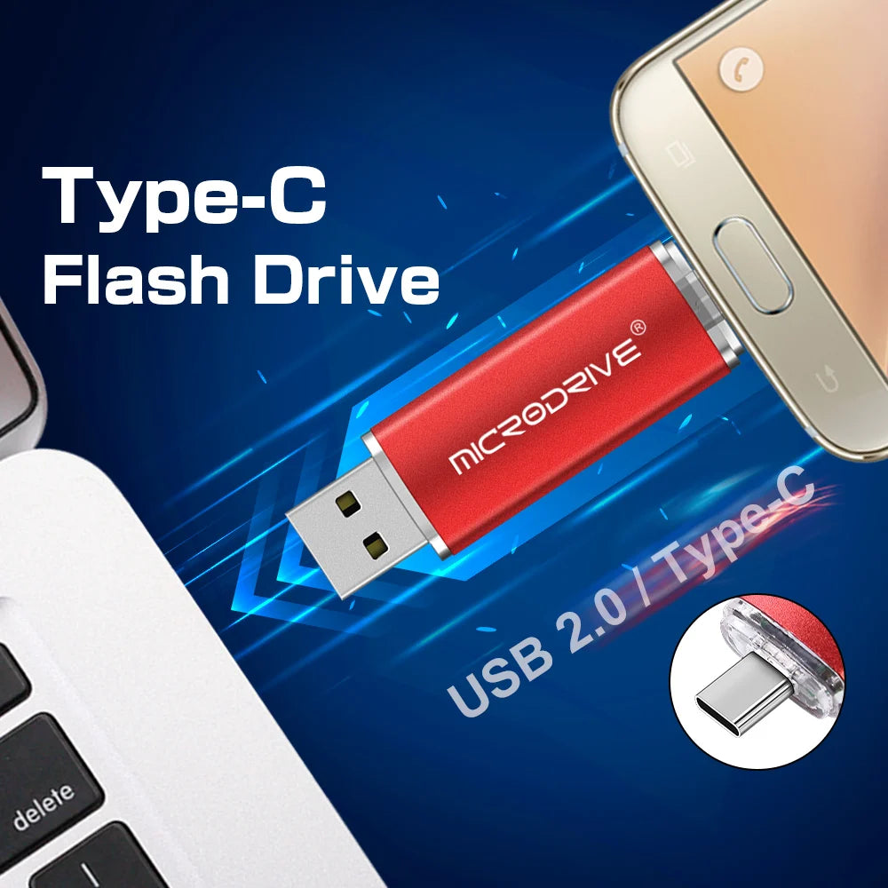 OTG Pendrive 2 in 1 type c USB 2.0 Flash Drive 1GB 128gb 64gb cle usb memoria usb metal stick 32gb 8gb Pen Drive for Android