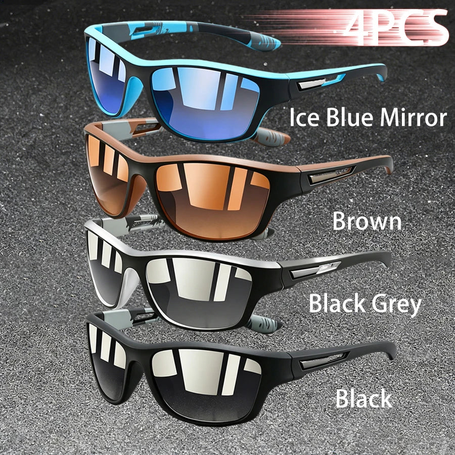 4PCS Fashion Vintage Pattern Cycling Sunglasses Men Women Running Cycling Mountaineering Sport Man Driving Fishing Sun Glasses