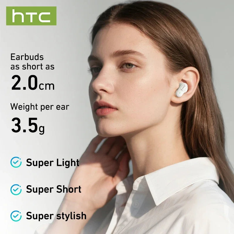 【AI Translator Earbuds】HTC NE51 Bluetooth Earphones TWS In-Ear Sport Wireless Headphones Long Life with Mic Ultralight Earbuds