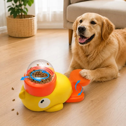 Interactive Pet Trainer Toy with Cartoon Duck Shape - Automatic Slow-Dispensing Dog Treat Feeder