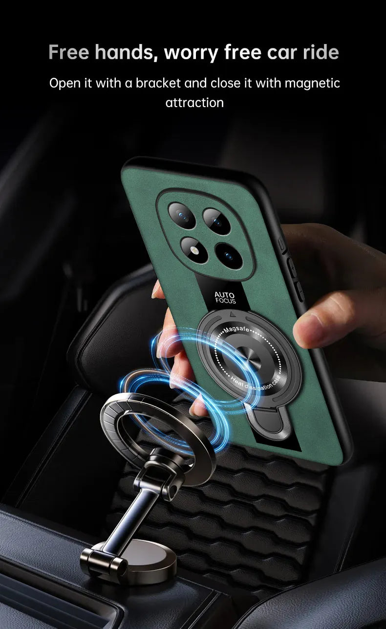 For Xiaomi Redmi Note 15 Pro and Note15 Pro Plus 5G Case Magnetic Holder Silicone PU Leather Plexiglass Premium Back Cover