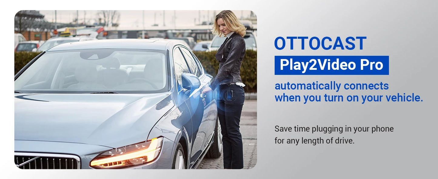 OTTOCAST Play2Video Pro Android Ai Box Pro Built in YouTube Netflix Tiktok IPTV Wired to Wireless CarPlay Car Accessories