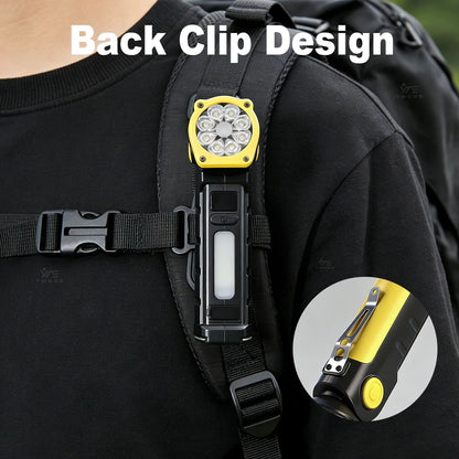 8LED High Power Flashlight LED Work Light Rechargeable Head Folds Magnetic Suction 18650 Battery For Mechanical Workshop Lantern