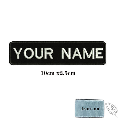1PC Custom Name Patch Stripes Badge Iron On Or Hook Loop Black 8X2.5cm 8x5cm 10x2.5cm 10x4cm 12x2.5cm 15x5cm 20x7cm 25x8cm