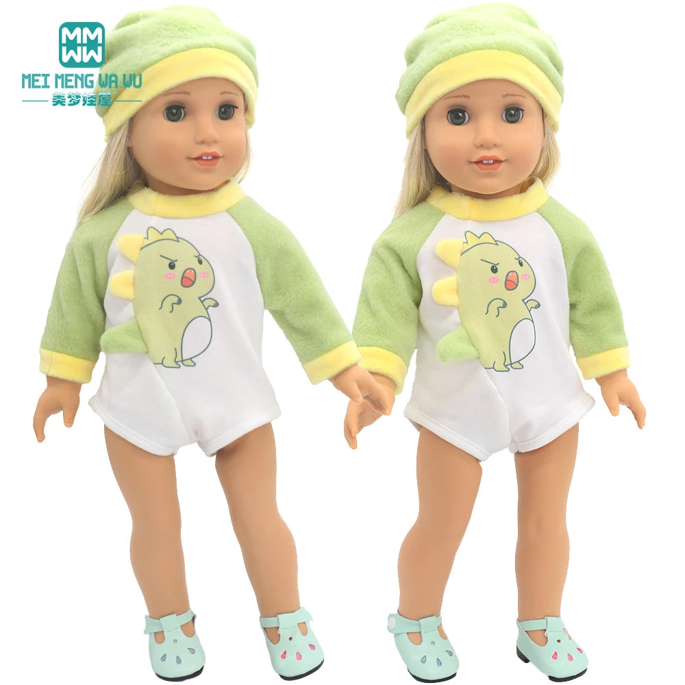 Fits 17-18inch American Doll and New Born Doll Clothes Fashion Dresses, Hooded Jumpsuit, Cardigan Strap Skirts Toys Gifts