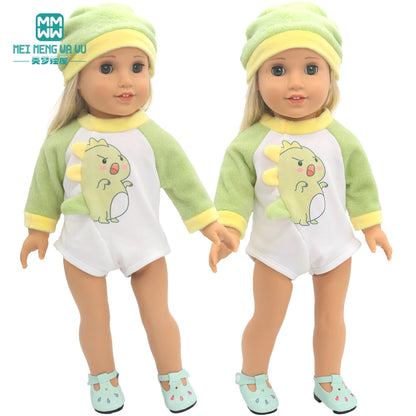 Fits 17-18inch American Doll and New Born Doll Clothes Fashion Dresses, Hooded Jumpsuit, Cardigan Strap Skirts Toys Gifts