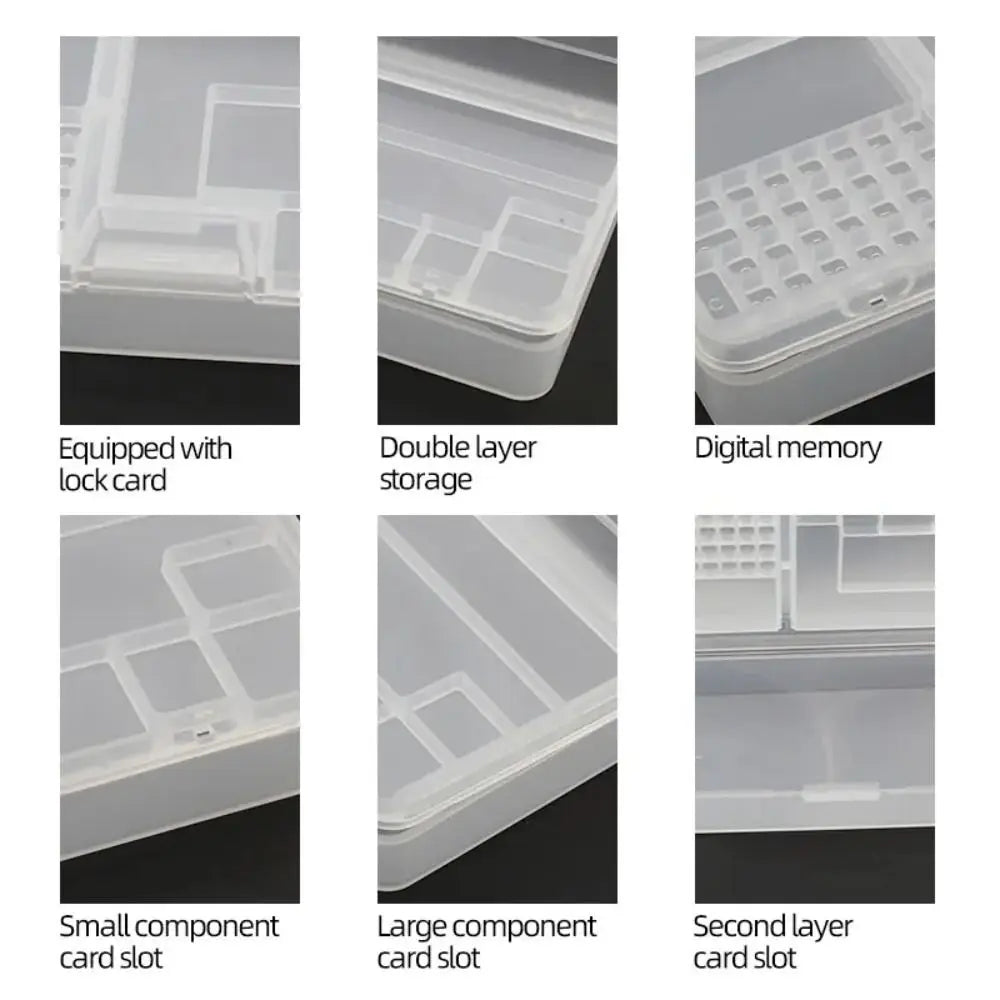 Transparent Electronic Components Storage Box 2 Layer Tool Classification Grid Phone Repair Module Organizer Compartment