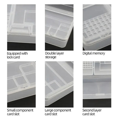 Transparent Electronic Components Storage Box 2 Layer Tool Classification Grid Phone Repair Module Organizer Compartment