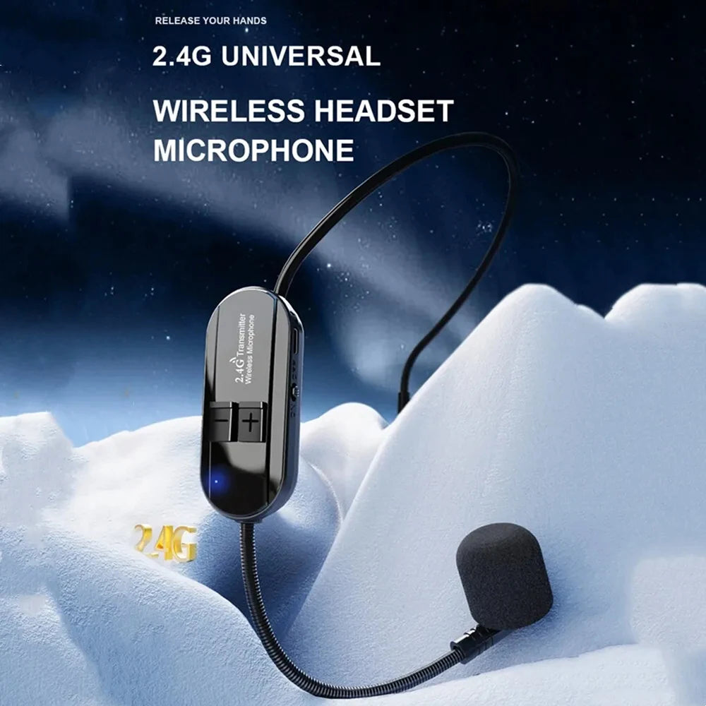 Wireless Headset Microphone Kit 2.4G with Transmitter And Receiver for Voice Amplifier Speaker Suitable for Teaching Stage Guide
