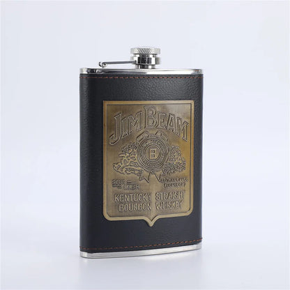 Stainless Steel Wine Bottle with Patch, Outdoor Portable On-the-go Wine Bottle, Small Diameter, High Color