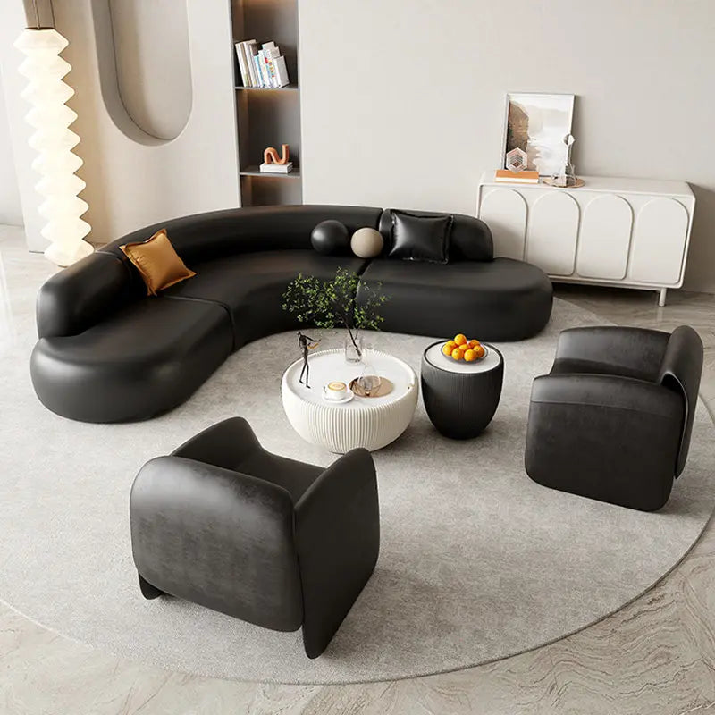 Italian Minimalist Office Sofa Modern High-end Living Room Corner L-shaped Reception Sofa Guest Area Office Furniture FYOS