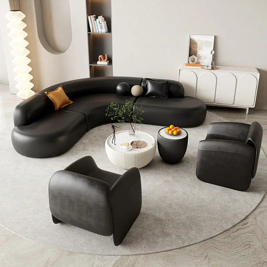 Italian Minimalist Office Sofa Modern High-end Living Room Corner L-shaped Reception Sofa Guest Area Office Furniture FYOS