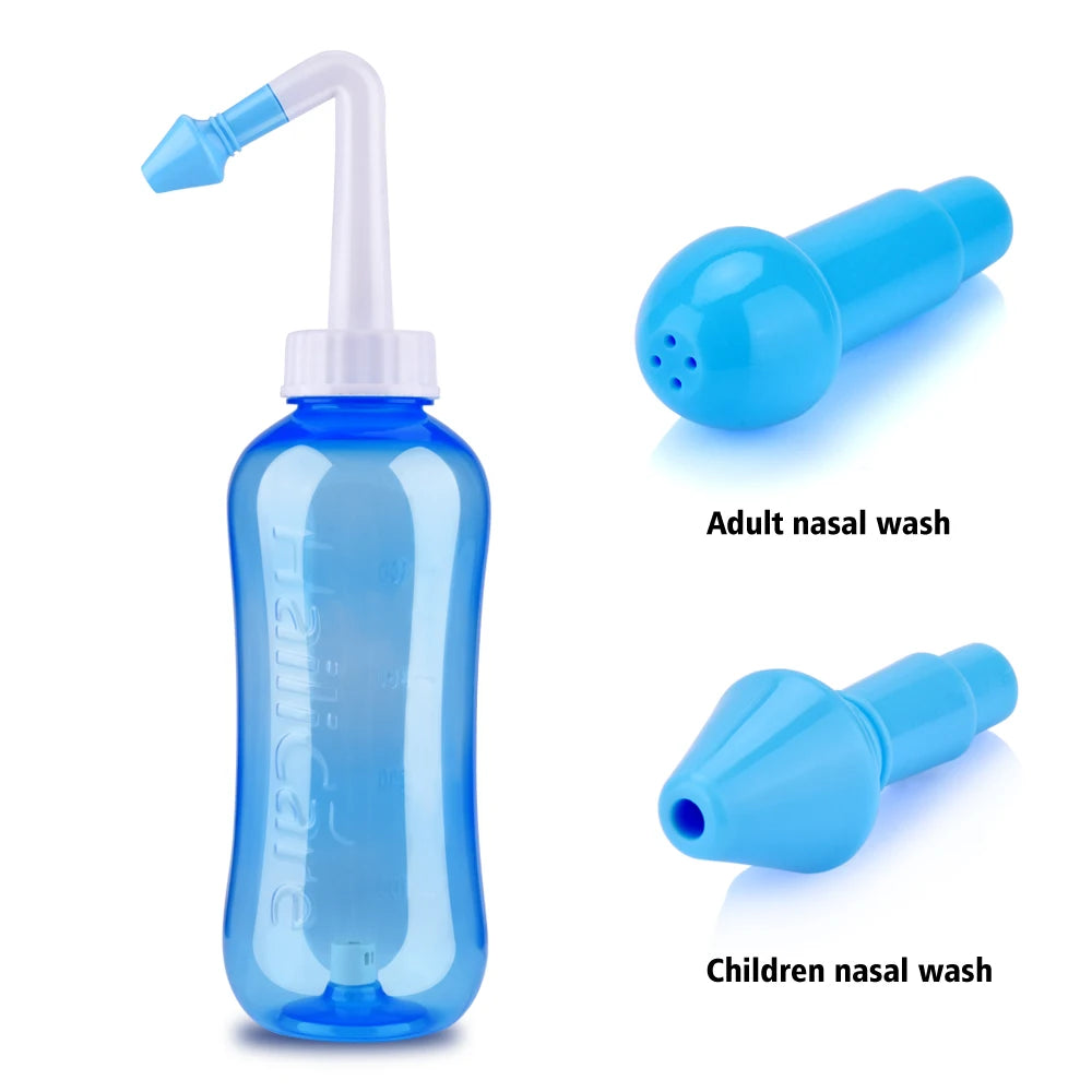 300ML Nasal Washing Bottle 2.7g Nose Wash Salt Nasal Irrigator Nose Aspirator Nasal Sinusite Allergic Rhinitis for Adult Kids