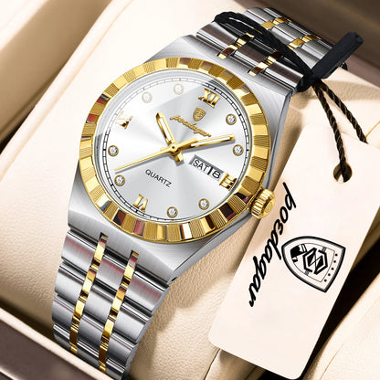 POEDAGAR Elegant Casual Ladies Watch Luminous Waterproof Week Date Fashion Woman Wristwatch Stainless Steel Women Quartz Watches