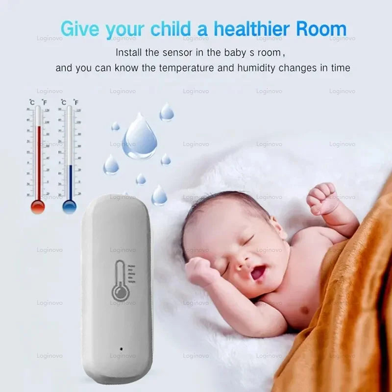 Zigbee Temperature Humidity Sensor Indoor Thermometer Hygrometer Meter Battery Powered Ewelink APP Control For Alexa Google
