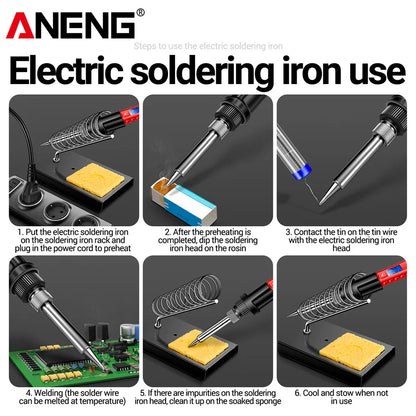 ANENG 60W Professional Electric Soldering Iron Adjustable Temperature SL106 EU/220V US/110V Welding Repair + M113 Multimeter Too