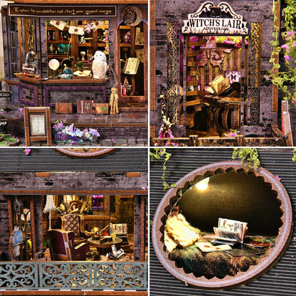Magic Castle Book Nook Kit 3D DIY Wooden Puzzle Handmade Bookshelf Dollhouse Model Bookend Building Home Decor