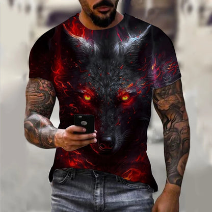 Men's T-Shirts Summer Animal Wolf  Pattern 3D Print Tops Tees Summer Women Streetwear Fashion Oversized T Shirt Men Clothing