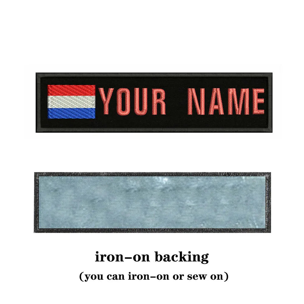 Dutch Flag Netherlands 10X2.5cm Embroidery Custom Name Text Patch Stripes Badge Iron On Or  Patches