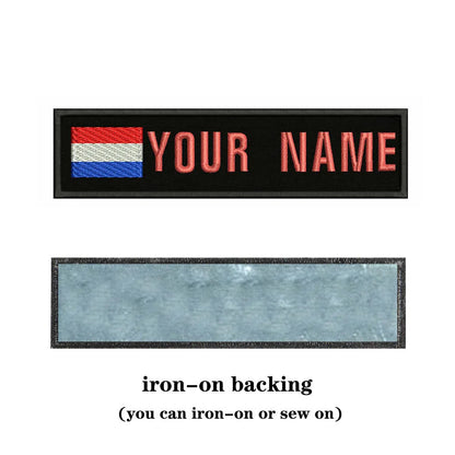 Dutch Flag Netherlands 10X2.5cm Embroidery Custom Name Text Patch Stripes Badge Iron On Or  Patches