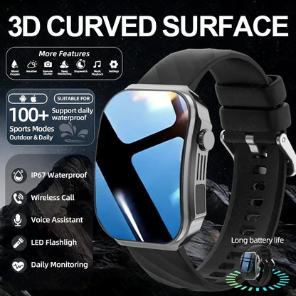 Inteligentny zegarek z zakrzywionym ekranem 3D 2,2 cala, termometrem z diodą LED, monitorem zdrowia, połączeniami BT, sportowy, fitness