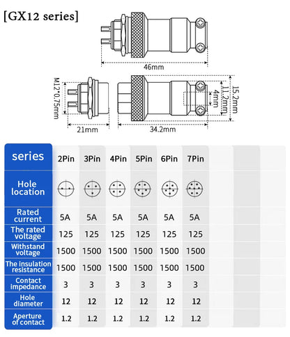 5pcs GX16 2/3/4/5/6/7/8/9/10Pin 16MM Male Female Circular Aviation Connector Plug Socket Screw Panel Mount Connector