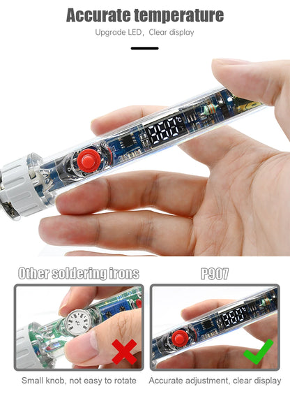 JCD 100W New Electric Soldering Iron P907 110V 220V Adjustable Temperature LCD Digital Display With Switch Welding Repair Tools