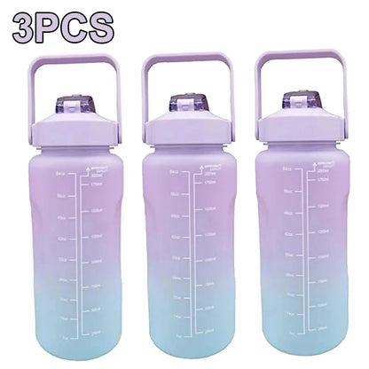 Water Bottle 2 Liter Stay Hydrated Motivated Leakproof Plastic Sport Bottle Reminder Times Sports Outdoor Fitness Office Indoor