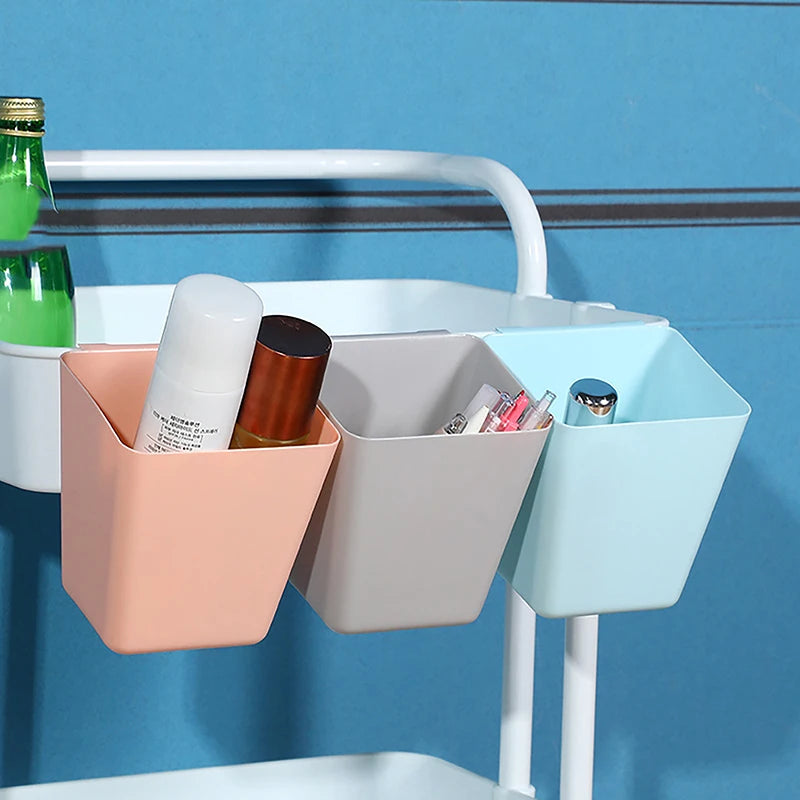Plastic Hanging Storage Buckets For Trolley Portable Bedside Hanging Basket Household Back-mounted Kitchen Hanging Basket