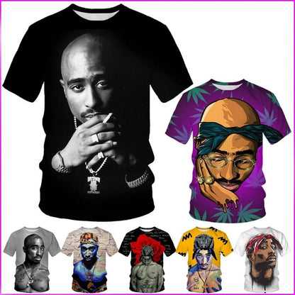 Summer fashion personality 3D printed hip-hop artist's cool trendy street rock T-shirt