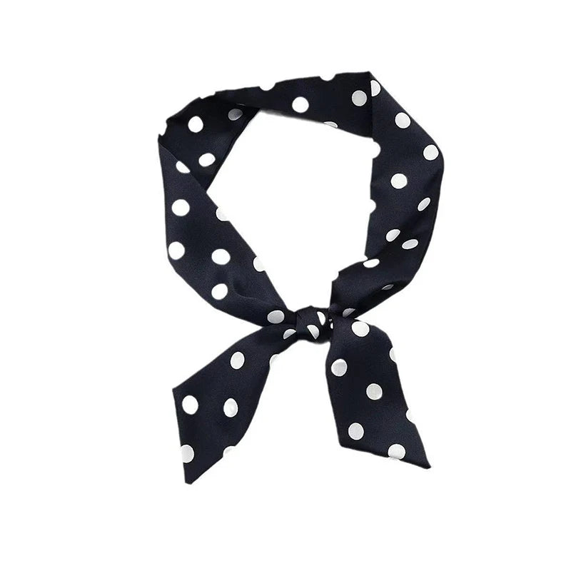 2025 Brand Design Dot Pattern Women Scarf Luxury Silk Scarf Fashion Hair Headband Foulard Skinny Bag Scarves Neckerchief