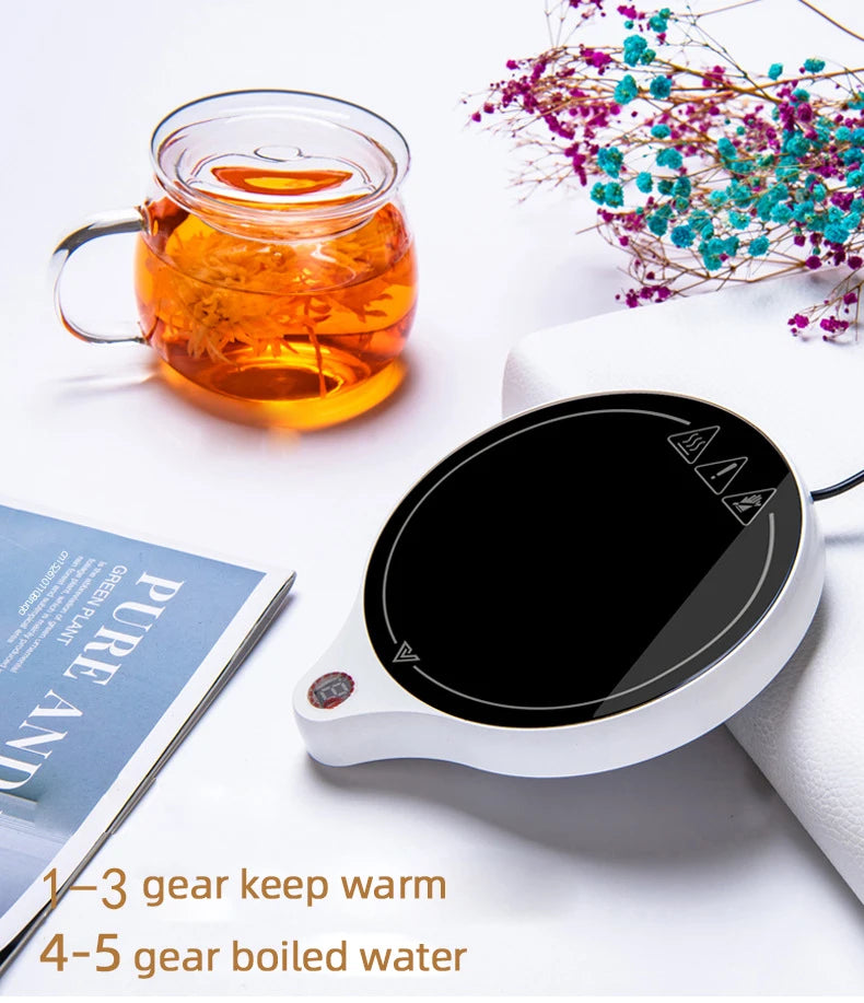 110V/220V Cup Heater Mug Warmer 100°C Hot Tea Makers Warmer Coaster 5 Gear Temperature Cup Heaters Coffee Milk Tea Heating Pad