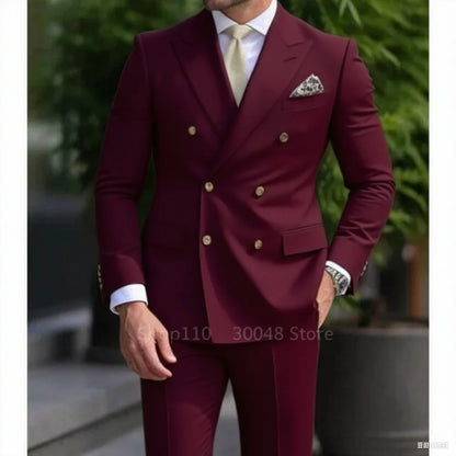 Smart Casual Wedding Men's Suits Slim Fit Tuxedo Blazer Set 2 Piece Formal Business Suit for Groom with Blazer And Pants