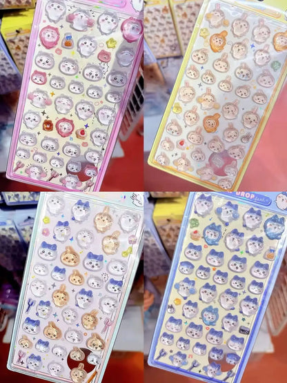 3D Cute 1/4pcs Crystal Stickers Chiikawa Usagi Phone Case Decoration Nail DIY Decorative Stickers for Notebook Laptop waterproof