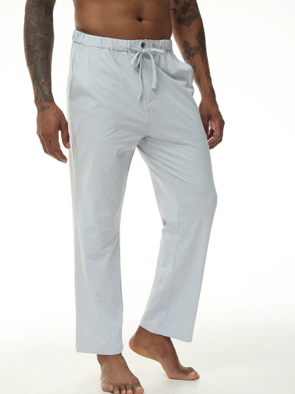Men's Casual Linen Cotton Yoga Pants Breathable Loose Sweatpants Beach Trousers Lounge Pants Elastic Waist Fitness Pants