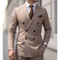 Sage Green Men's Wedding Suits Solid Color 2 Piece Daily Double Breasted Six-buttons Blazer Pants Formal Business Suit Set