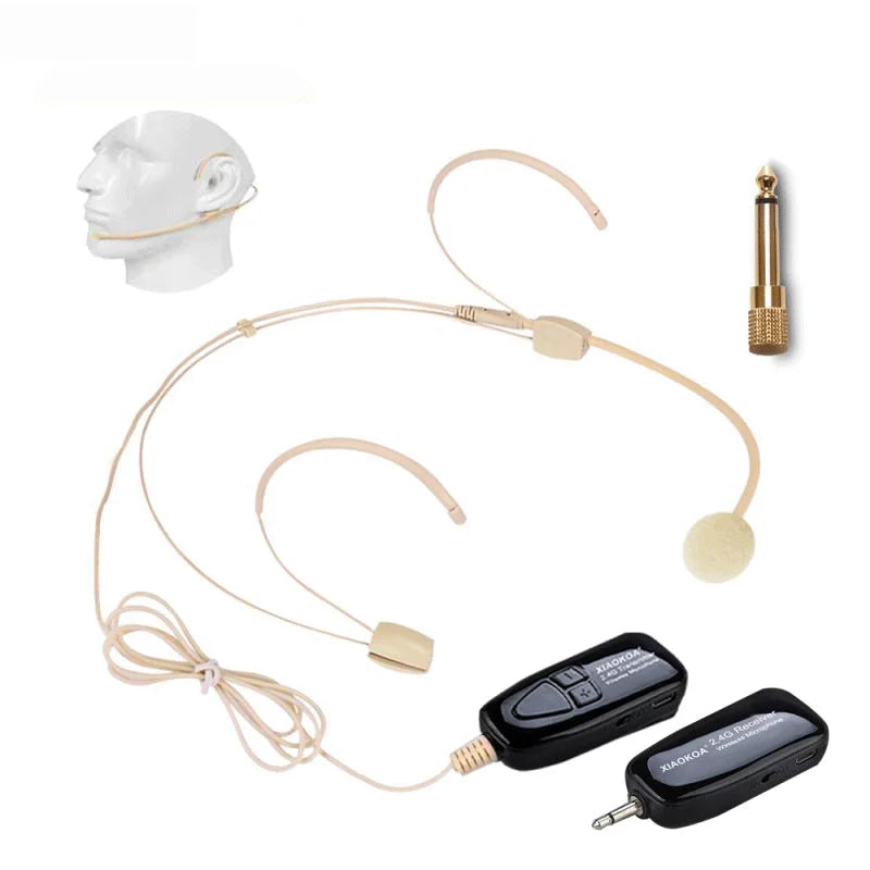 XIAOKOA 2.4G Wireless Microphone System Wireless Microphone Headset and Handheld 2 in 1 50m Rangefor Voice Amplifier